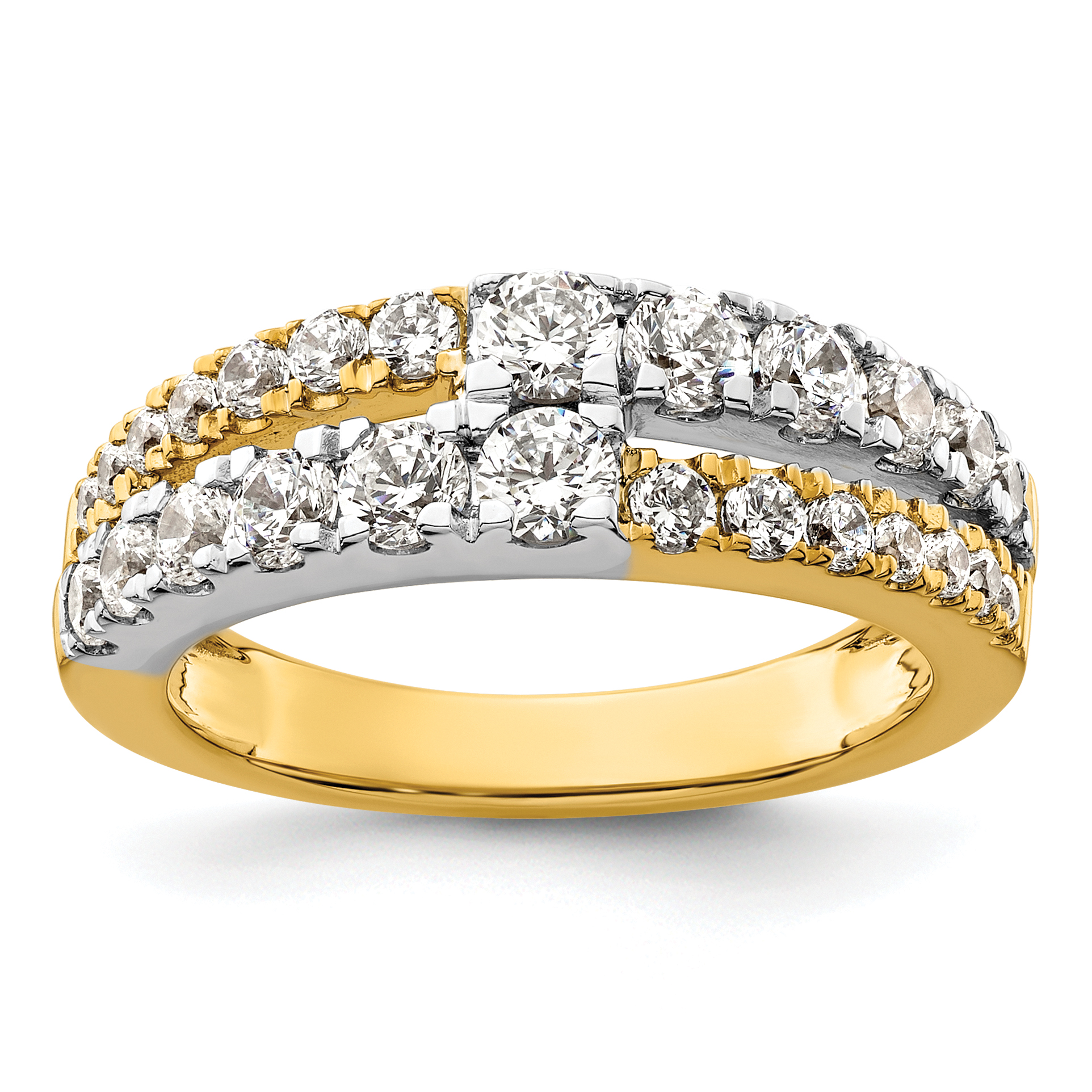 14k Two-tone 1 1/4 carat Lab Grown Diamond VS/SI+ G+ Complete Double Row Band (RM10196B-125-YWLG)