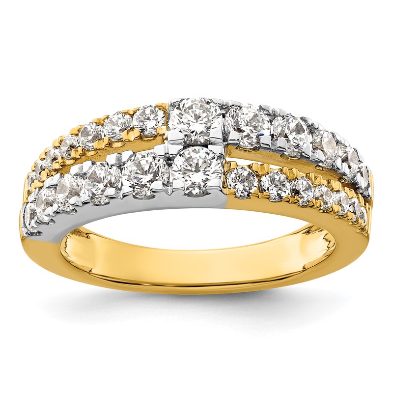 14k Two-tone 1 1/4 carat Lab Grown Diamond VS/SI+ G+ Complete Double Row Band
