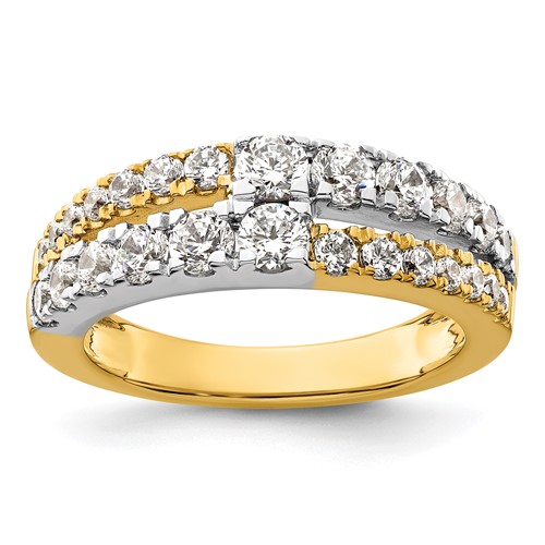 14K Two-tone 1.25 Carat Lab Grown Diamond VS SI+ G+ Complete Double Row Band