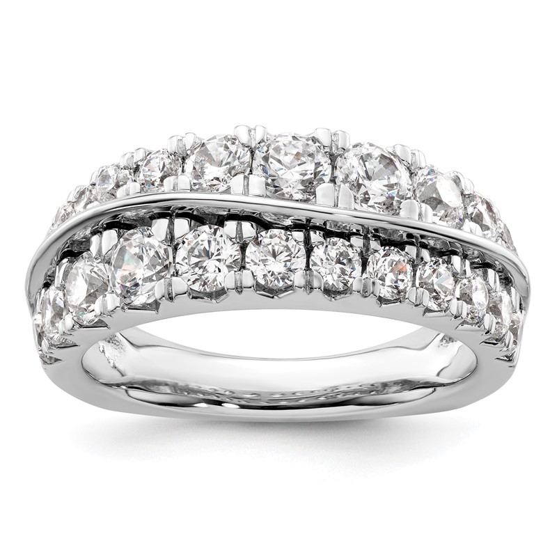 14K White Gold Lab Grown Diamond VS/SI+ G+ Wave Double Band