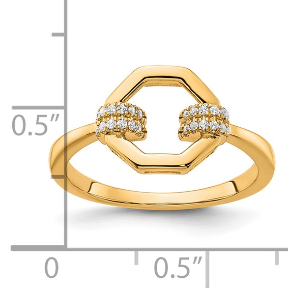 14K Polished 1/10 carat Diamond Octagon Fashion Ring
