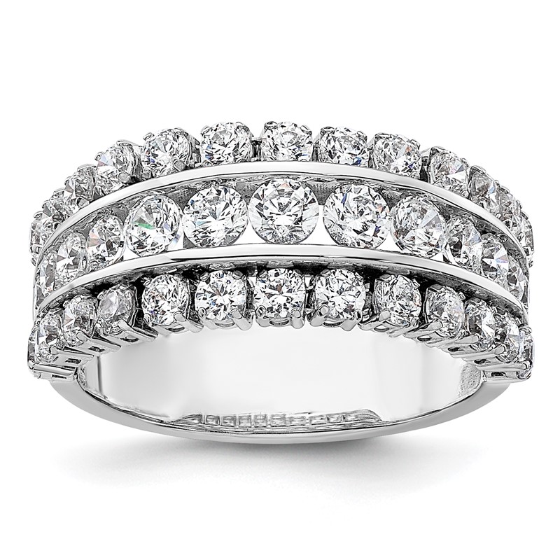 14K White Gold Lab Grown Diamond VS/SI+ G+ Triple Band