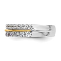 14K Two-tone 0.88 Carat Lab Grown Diamond VS SI+ G+ Complete Double Row Fashion Band view 3
