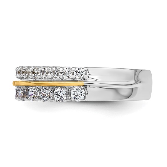 14k Two-tone 7/8 carat Lab Grown Diamond VS/SI+ G+ Complete Double Row Fashion Band
