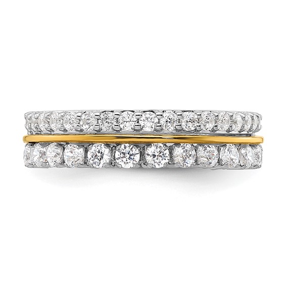 14k Two-tone 7/8 carat Lab Grown Diamond VS/SI+ G+ Complete Double Row Fashion Band