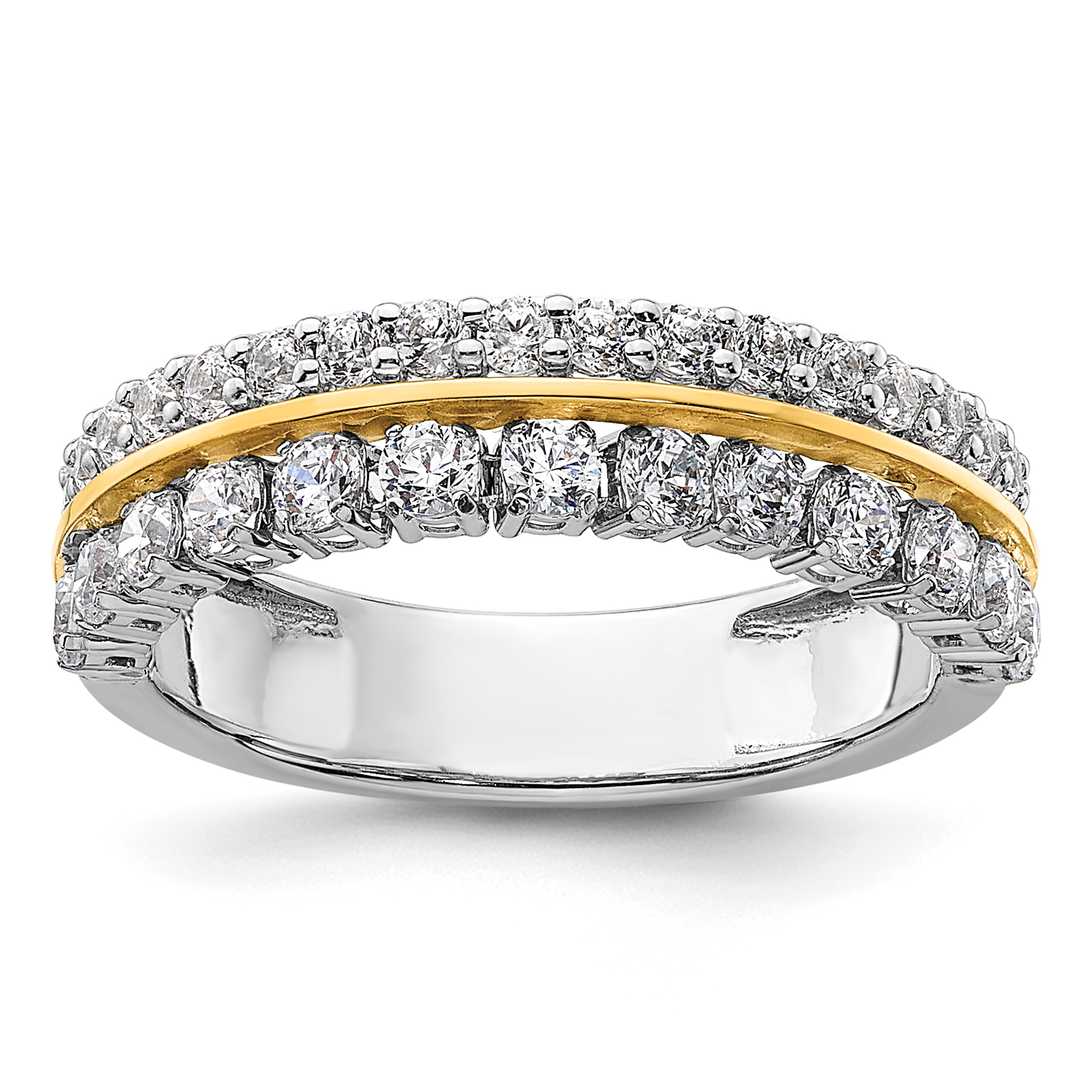 14k Two-tone 7/8 carat Lab Grown Diamond VS/SI+ G+ Complete Double Row Fashion Band (RM10203B-098-WYLG)