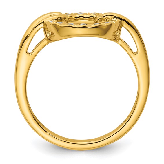 14K Polished 1/15 carat Diamond Open Circle Fashion Ring