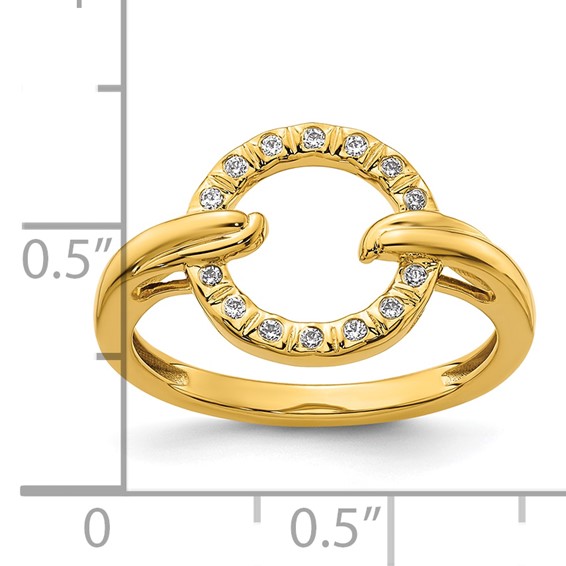 14K Polished 1/15 carat Diamond Open Circle Fashion Ring