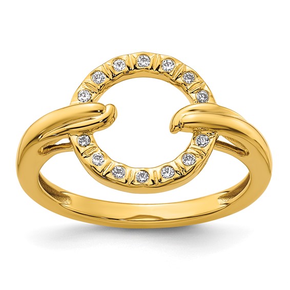 14K Polished 1/15 carat Diamond Open Circle Fashion Ring
