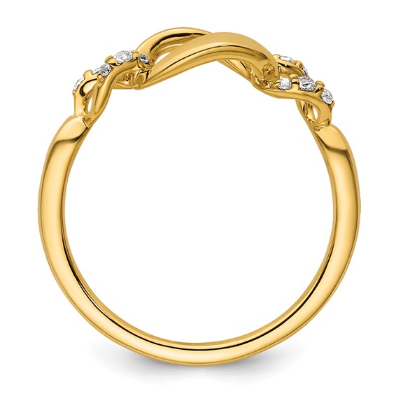 14K Polished 1/10 carat Diamond Wavy Oval Links Fashion Ring