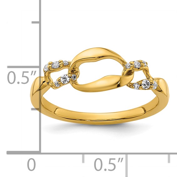 14K Polished 1/10 carat Diamond Wavy Oval Links Fashion Ring