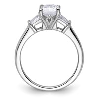14K White Gold 1.88 Carat Certified Lab Grown Diamond VS SI+ G+ Radiant Ring with Tapered Baguette Complete Three Stone Engagement view 2