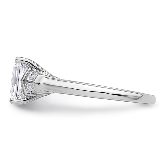 Gold Diamond Radiant and Baguette 3-Stone Bridal Rings