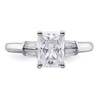 14K White Gold 1.88 Carat Certified Lab Grown Diamond VS SI+ G+ Radiant Ring with Tapered Baguette Complete Three Stone Engagement view 4