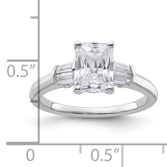 Gold Diamond Radiant and Baguette 3-Stone Bridal Rings