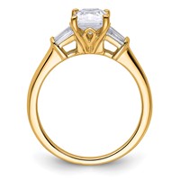 14K Yellow Gold 1.88 Carat Certified Lab Grown Diamond VS+ F+ Radiant Ring with Tapered Baguette Complete Three Stone Engagement view 2
