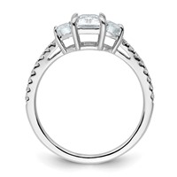 14K White Gold 1.62 Carat Certified Lab Grown Diamond VS+ F+ Radiant Ring with Half Moon Complete Three Stone Engagement view 2