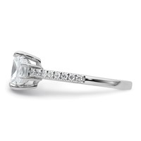 14K White Gold 1.62 Carat Certified Lab Grown Diamond VS+ F+ Radiant Ring with Half Moon Complete Three Stone Engagement view 3