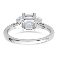 14K White Gold 1.62 Carat Certified Lab Grown Diamond VS+ F+ Radiant Ring with Half Moon Complete Three Stone Engagement view 5