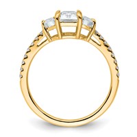 14K Yellow Gold 1.62 Carat Certified Lab Grown Diamond VS+ F+ Radiant Ring with Half Moon Complete Three Stone Engagement view 2