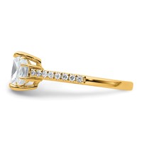 14K Yellow Gold 1.62 Carat Certified Lab Grown Diamond VS+ F+ Radiant Ring with Half Moon Complete Three Stone Engagement view 3