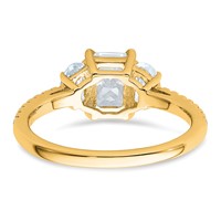 14K Yellow Gold 1.62 Carat Certified Lab Grown Diamond VS+ F+ Radiant Ring with Half Moon Complete Three Stone Engagement view 5