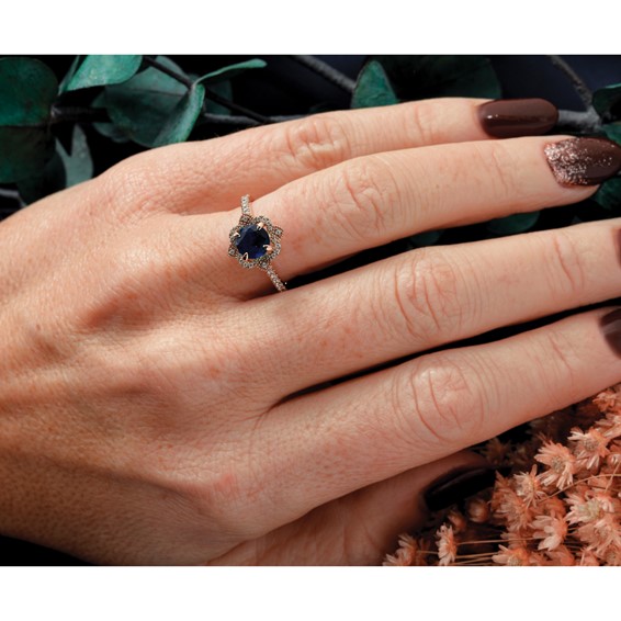 14k Rose Gold Semi-mount Diamond Round Halo Engagement Ring