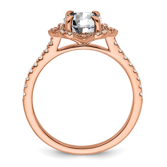 14k Rose Gold Semi-mount Diamond Round Halo Engagement Ring