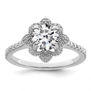 14k White Gold Semi-mount Diamond Round Halo Engagement Ring