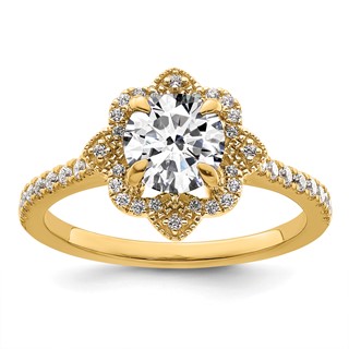 14k Semi-mount Diamond Round Halo Engagement Ring