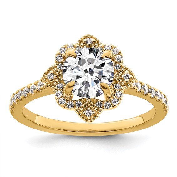 14k Semi-mount Diamond Round Halo Engagement Ring