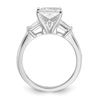 14K White Gold 0.50 Carat Lab Grown Diamond VS+ F+ 1.50 Carat Center Princess Semi Mount Three Stone Engagement Ring view 2