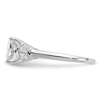 14K White Gold 0.50 Carat Lab Grown Diamond VS+ F+ 1.50 Carat Center Princess Semi Mount Three Stone Engagement Ring view 3