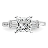 14K White Gold 0.50 Carat Lab Grown Diamond VS+ F+ 1.50 Carat Center Princess Semi Mount Three Stone Engagement Ring view 4