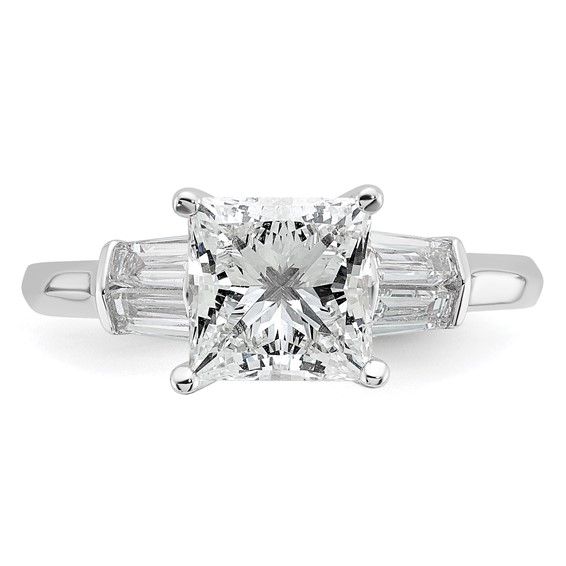 Gold Diamond Princess and Baguette 3-Stone Bridal Rings