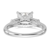 14K White Gold 0.50 Carat Lab Grown Diamond VS+ F+ 1.50 Carat Center Princess Semi Mount Three Stone Engagement Ring view 5