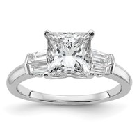 14K White Gold 0.50 Carat Lab Grown Diamond VS+ F+ 1.50 Carat Center Princess Semi Mount Three Stone Engagement Ring view 1