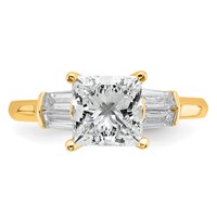 14K Yellow Gold 2 Carat Certified Lab Grown Diamond VS+ F+ Princess Complete Three Stone Engagement Ring view 4