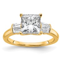 14K Yellow Gold 2 Carat Certified Lab Grown Diamond VS+ F+ Princess Complete Three Stone Engagement Ring view 1