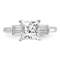 14K White Gold 2 Carat Certified Lab Grown Diamond VS+ F+ Princess Complete Three Stone Engagement Ring view 4