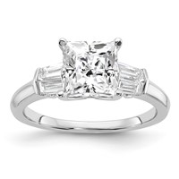 14K White Gold 2 Carat Certified Lab Grown Diamond VS+ F+ Princess Complete Three Stone Engagement Ring view 1