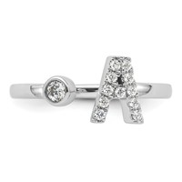 14K White Gold 0.17 Carat Lab Grown Diamond VS SI+ G+ Complete Initial a Adjustable Ring view 4