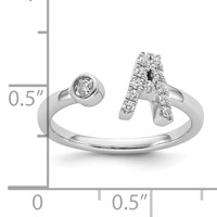 14K White Gold 0.17 Carat Lab Grown Diamond VS SI+ G+ Complete Initial a Adjustable Ring view 5