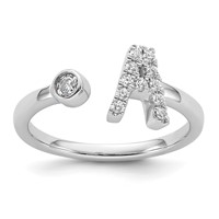 14K White Gold 0.17 Carat Lab Grown Diamond VS SI+ G+ Complete Initial a Adjustable Ring view 1
