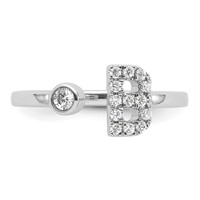 14K White Gold 0.20 Carat Lab Grown Diamond VS SI+ G+ Complete Initial B Adjustable Ring view 4