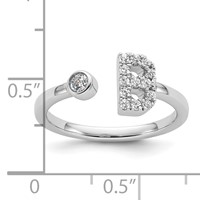 14K White Gold 0.20 Carat Lab Grown Diamond VS SI+ G+ Complete Initial B Adjustable Ring view 5