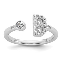 14K White Gold 0.20 Carat Lab Grown Diamond VS SI+ G+ Complete Initial B Adjustable Ring view 1