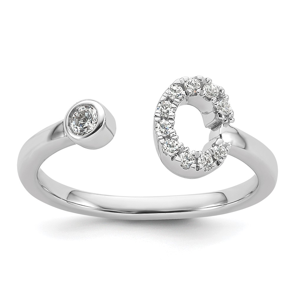 14K White Gold 0.20 Carat Lab Grown Diamond VS SI+ G+ Complete Initial C Adjustable Ring