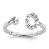 14K White Gold 0.20 Carat Lab Grown Diamond VS SI+ G+ Complete Initial C Adjustable Ring view 1