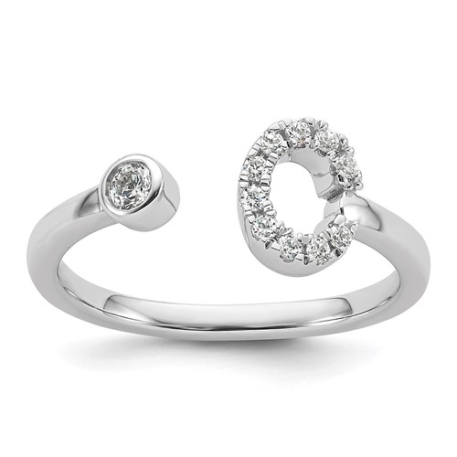 14K White Gold 0.20 Carat Lab Grown Diamond VS SI+ G+ Complete Initial C Adjustable Ring